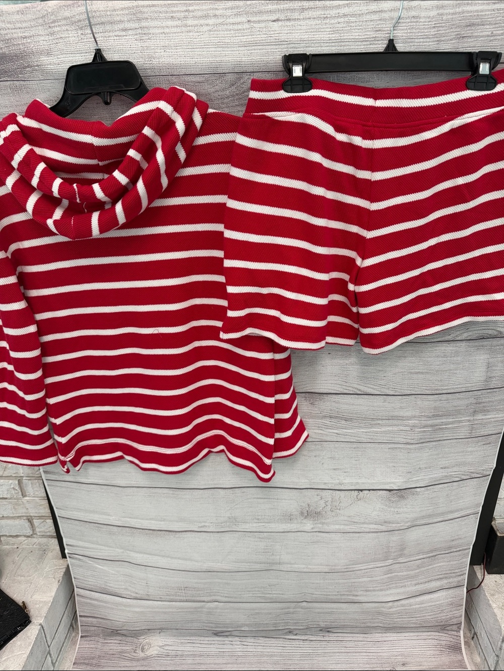 Talbots Red and White Striped Hoodie Top and Shorts Set❤️🤍 - Picture 6 of 9